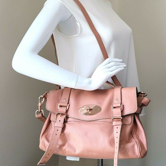Mulberry Alexa Peach Soft Buffalo Leather Medium Satchel Shoulder Hand Bag Auth - Picture 5 of 12